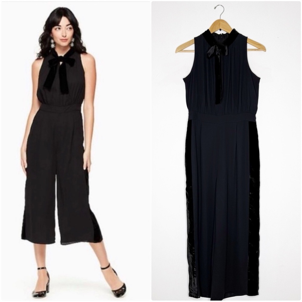 Kate Spade New York NWT Mixed Velvet Black Jumpsuit Size 2